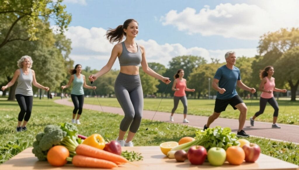 healthy eating and aerobic exercise to burn fat